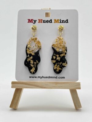 Cloud Resin Stud Earrings (Black-Gold Flake)