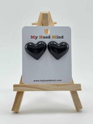 Heart Stud Resin Earrings (Glossy Black)