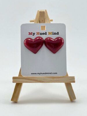 Heart Stud Resin Earrings (Deep Cherry Red)