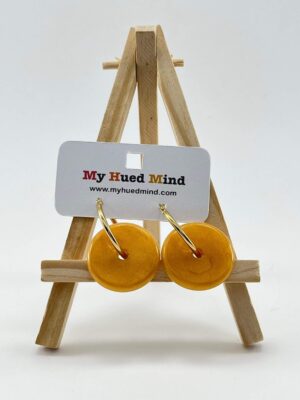 Shimmer Resin Disc Hoop Earrings (Amber-Yellow)