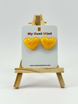 Heart Stud Resin Earrings (Amber-Yellow)