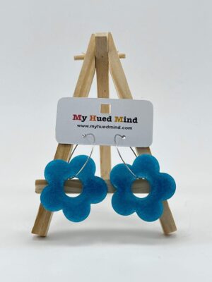 Groovy Resin Flower Hoop Earrings (Sky-Blue)