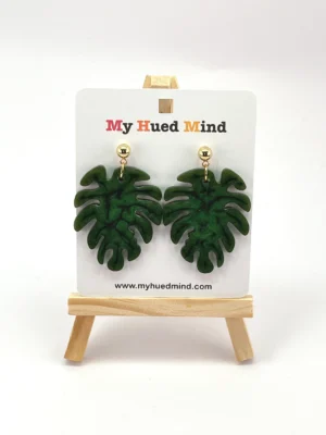 Resin Monstera Leaf Drop Earrings