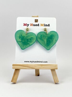 Jade Green Heart Dongle Earrings