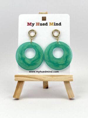 Jade Green Open Circle Dongle Earrings