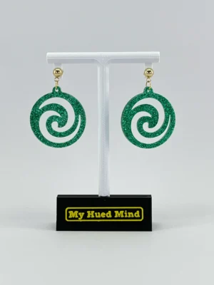 Jade Spiral Hoop Resin Dangle Earrings