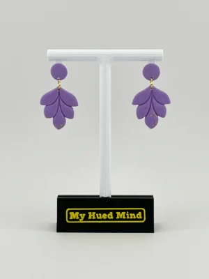 Lavender Petal Polymer Clay Drop Earrings with Round Stud