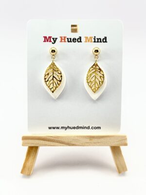 Gold Leaf Polymer Clay Drop Earrings