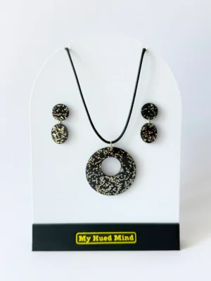 Midnight Sparkle Resin Set (Necklace & Earrings)