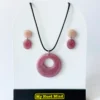 Blush pink handcrafted resin jewellery set with matching necklace and earrings in glossy finish made in Portugal