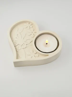 Heart-Shape Candle Holder – Cream