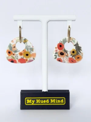 Handmade Floral Arch Earrings – Lightweight Botanical Polymer Clay Dangles