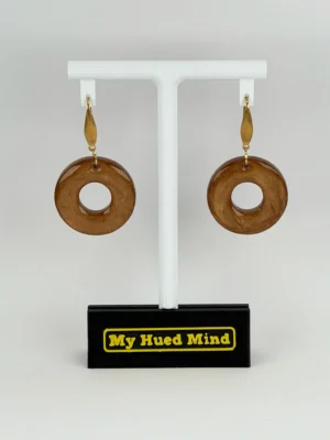 Copper Glow Resin Donut Drop Earrings – Handmade Shimmery Statement