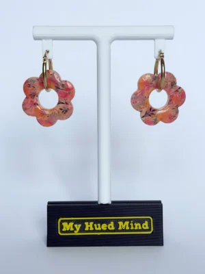 Floral Hoop Earrings with Polymer Clay Charm – 2.5 cm