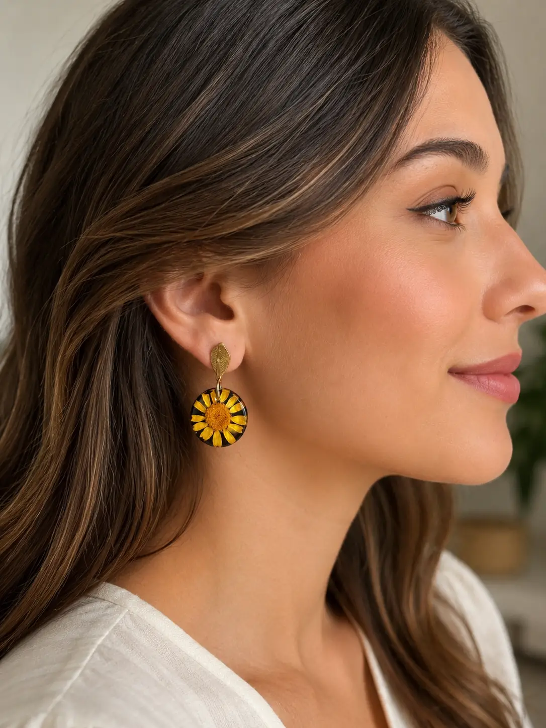 Sunflower Resin Dangle Earrings – Real Dried Flower Jewelry6